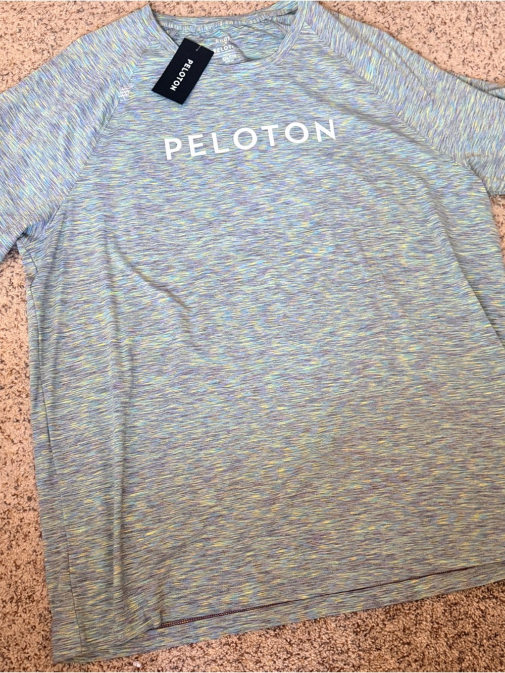 Peloton Men’s Heathered Blue Shirt with Yellow Flecks